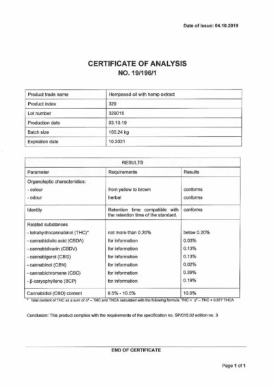 CoA CBD Oil 10